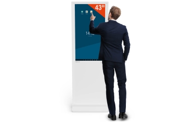 Digitaler Kundenstopper DKST-LED43 mit Touchscreen, 43 in Display, Android 11, Weiß, 610 mm x 450 mm x 1.787 mm, TecMaschin 