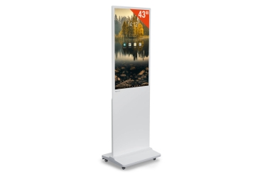 Totem numérique mobile DKS-LED43, 43 in Display, Android 11, Blanc, 610 mm x 450 mm x 1.881 mm, TecMaschin 