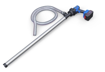 Pompe vide-fût électrique sur batterie FP100E, 400 W, 1,6 l/s, 90 mm x 1.180 mm x 290 mm, TecMaschin 