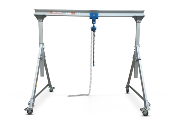 Mobiler Portalkran PKA1000/2 inkl. Kettenzug, Aluminium, max. Belastung 1.000 kg, 2.409 mm Hubhöhe, SolidHub 