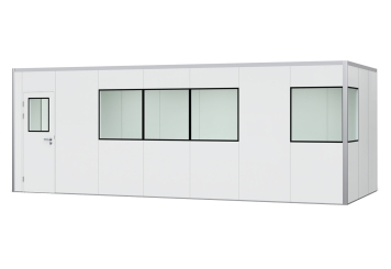 Warehouse office / prefab office PREFAB-21, 6 windows, 1 door (13 wall panels, 7 ceiling panels) 