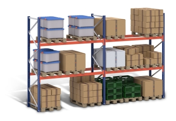 2,8 m pallet racking PR4500 / 110 cm deep / 3,5 m high / 3 levels / rack layer Wood 