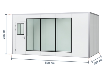 Warehouse office / prefab office PREFAB-15 "Studio", 4 windows, 1 door (16 panels) 