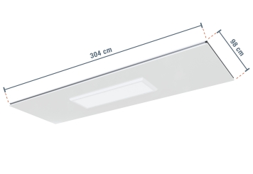 Ceiling panels for PREFAB warehouse office incl. fixing screws and LED lighting, dimensions 980 mm x 3.040 mm x 50 mm 