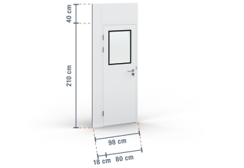Partition wall for door panel for PREFAB warehouse office 980 mm x 2.500 mm 