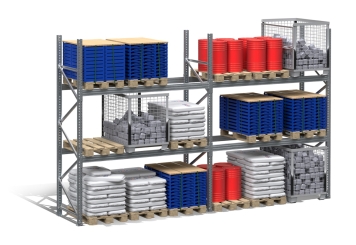 2,8 m pallet rack PR9000F galvanised / 110 cm deep / 4 m high / 3 levels for 12 euro pallets 
