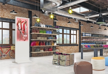 Digitaler Kundenstopper DKST-LED43 mit Touchscreen, 43 in Display, Android 11, Weiß, 610 mm x 450 mm x 1.787 mm, TecMaschin 