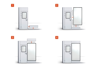 Warehouse office / prefab office PREFAB-15 "Studio", 4 windows, 1 door (16 panels) 