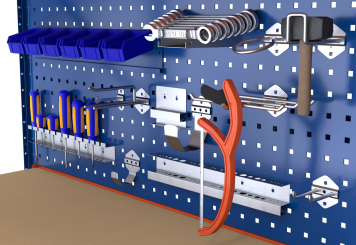 10 x Werkzeughalter / Maschinenhalter: Grundausstattung für Lochwand / Seitenwand 