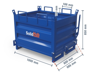 Klappbodenbehälter KBB680 für Gabelstapler, Füllvolumen 410 l, SolidHub 