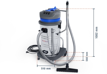 Wet and dry vacuum cleaner NTS80, 3.000 W tipping chassis, 80 l, wipeket 