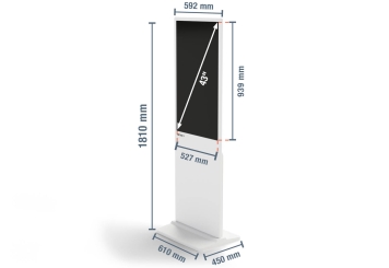 Digitaler Kundenstopper DKS-LED43, 43 in Display, Android 11, Weiß, 610 mm x 450 mm x 1.810 mm, TecMaschin 
