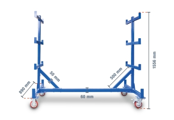 Chariot cantilever KRW500, en acier peint par poudrage Acier, capacité de charge maxi 500 kg, TOPREGAL 