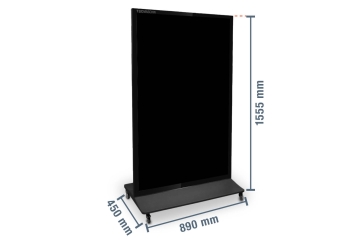 Mobiler digitaler Kundenstopper DKS-LED65, 65 in Display, Android 13, Schwarz, 870 mm x 450 mm x 1.555 mm, TecMaschin 