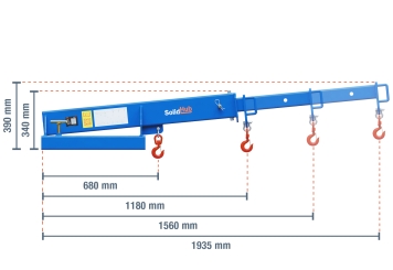 Kranarm KA1000 für Gabelstapler, max. Belastung 1.000 kg, SolidHub 