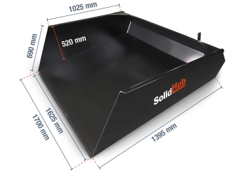 Forklift mounted front loader dump bucket SG1700, width 1.700 mm, SolidHub 