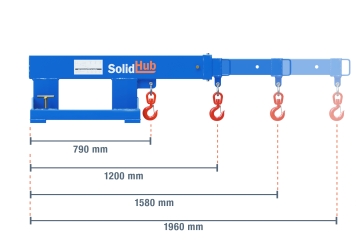 Kranarm KA2500 für Gabelstapler, max. Belastung 2.500 kg, SolidHub 