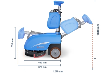 Scrubber dryer SWM20E with battery, 1.800 m²/h, brush diameter 350 mm, wipeket 