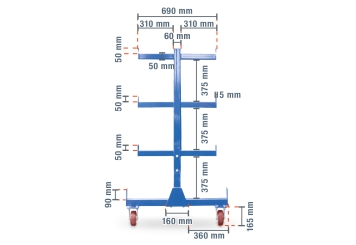 Chariot cantilever KRW500, en acier peint par poudrage Acier, capacité de charge maxi 500 kg, TOPREGAL 