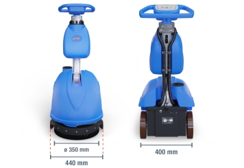 Scrubber dryer SWM20E with battery, 1.800 m²/h, brush diameter 350 mm, wipeket 