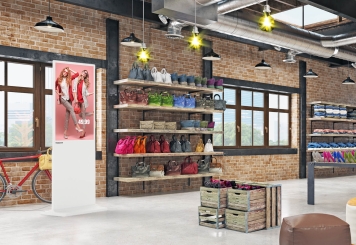 Digitaler Kundenstopper DKS-LED43 inkl. Transportbox, Weiß, 43 in Display, Android 11, TecMaschin 