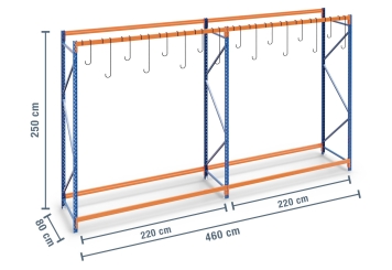  4,6 m rack à vélos FRR2000 / profondeur 80 cm / hauteur 2,5 m pour 16 vélos 