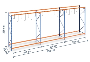  6,9 m rack à vélos FRR2000 / profondeur 80 cm / hauteur 2,5 m pour 24 vélos 