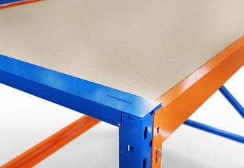 2,3 m table de travail mobile MFW1000-ATF / profondeur 120 cm / hauteur 890  - 1.290 mm / 2 niveaux / platelage Bois 