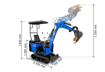 Vollelektrischer Mini-Bagger MBE800, B-Ware, LI-ION Batterie, SolidHub 