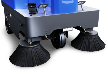 Battery-powered ride-on sweeper AKM80-1, 7.200 m²/h, 92 l dust tank, wipeket 