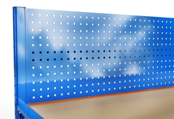 2,3 m table de travail mobile MFW1000-ATF / profondeur 100 cm / hauteur 890  - 1.290 mm / 2 niveaux / platelage Bois / paroi arrière perforée 