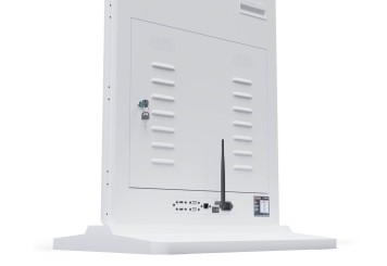 Digitaler Kundenstopper DKS-LED43 inkl. Transportbox, Weiß, 43 in Display, Android 11, TecMaschin 