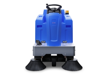 Battery-powered ride-on sweeper AKM80-1, 7.200 m²/h, 92 l dust tank, wipeket 