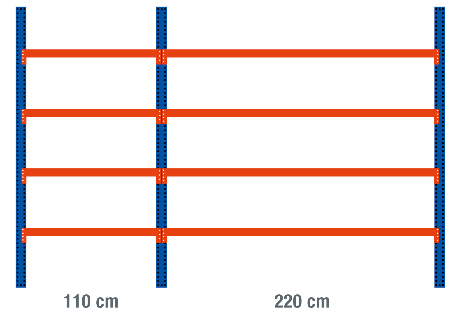 Dimensions de l'axe dans les rayonnages pour pneus
